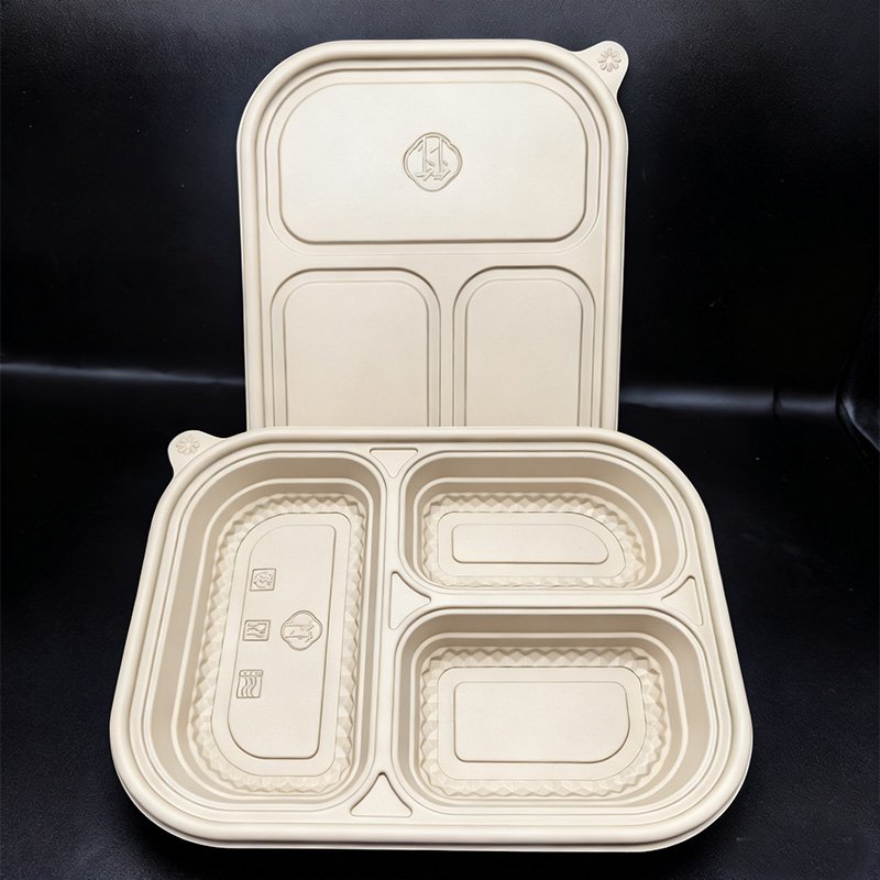 Bamboo Disposable Tray 3-com 245*185*48--1000ml