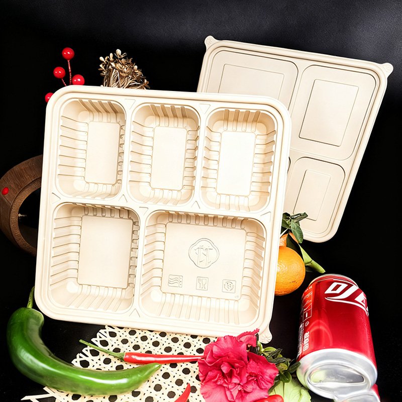Bamboo Disposable Tray 5-com 242*241*55--1800ml