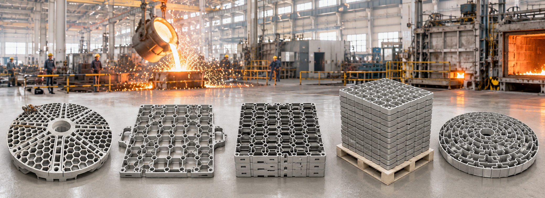 Heat treatment trays for industrial furnaces