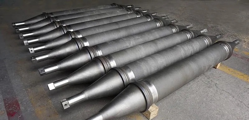 Furnace rolls with tapered shafts prepared for installation