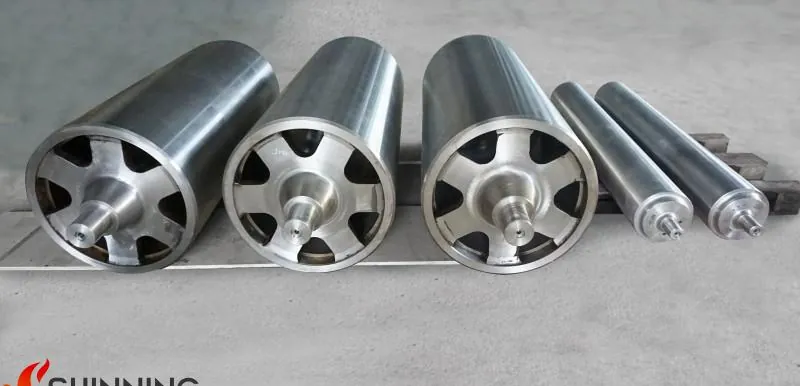 Hollow cast furnace roll sections showing internal geometry