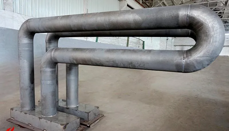 U-shaped radiant tube showing bends, legs and support-sensitive geometry